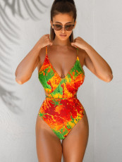 Tie Dye Print Sexy One Piece Swimsuit CASF-6535