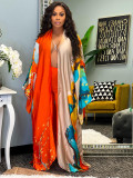Casual Print Long Sleeve Cardigan(Without Waist Belt) OD-8539