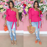 Plus SIize Sexy One Shoulder Puff Sleeve Top LDS-3265