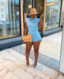 Solid Color Sleeveless Sport Two Piece Shorts Set WSM-5340
