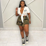 Plus Size Fashion Lace Up Top CH-23021