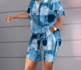 Fashion Short Sleeve Shorts Loose Two Piece Set LSD-83196