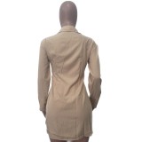Split Blazer Collar Shirt Sleeve Tops OLYF-6074-1