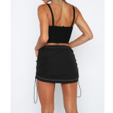 Solid Drawstring Ruched Sport Skirts ASL-6657