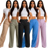 Fashion Solid Color Loose Straight Pants YS-S845