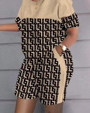 Plus Size Printed Fashion Short Sleeve 2 Piece Set GSRX-9024