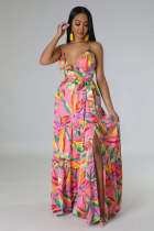 Sexy Sling V Neck Print Dress XMY-9400