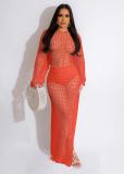 Sexy Hollow Out Knits Tassel Maxi Dress OSM-4388