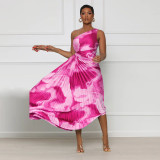 Slash Neck Sleeveless Print Maxi Dress YF-10437