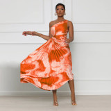 Slash Neck Sleeveless Print Maxi Dress YF-10437