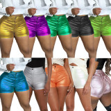 Metallic Candy Color Fashion Shorts BN-9417