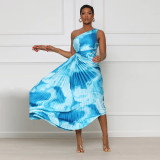 Slash Neck Sleeveless Print Maxi Dress YF-10437