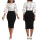 Elegant Fashion Print 3/4 Sleeve Midi Dress SMR-11918