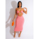Hollow knit Contrast Color Dress ASL-6655