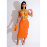 Hollow knit Contrast Color Dress ASL-6655