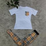 Plaid Print Short Sleeve Two Piece Pants Set GYSF-6099