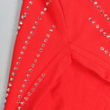 Sexy Sling Hot Drilling Split Maxi Dress NY-2685