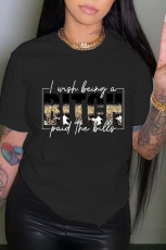 Plus Size Letter Print O Neck T Shirt WAF-9000301