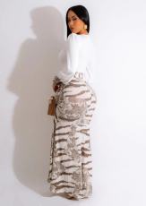 Patchwork Tie Dye Print Split Maxi Dress OD-8546