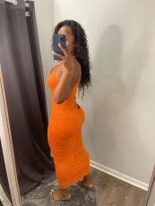 Solid Color Hollow Out Long Dress WY-86797