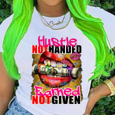 Plus Size Casual Print O Neck T Shirt WAF-9000299