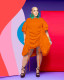 Plus Size Solid Drawstring Casual Midi Dress WPF-80918