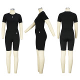 Casual Solid Color Yoga Two Piece Short Set XHSY-19564
