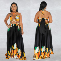 Sexy Contrast Color Tie Up Maxi Dress BY-6263