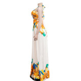Sexy Contrast Color Tie Up Maxi Dress BY-6263