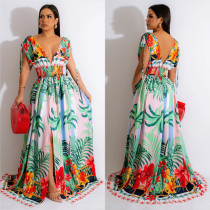 Floral Painted Sleeveless Long Dress BY-6268