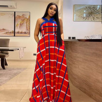 Plus Size Print Big Swing Maxi Dress NY-10429