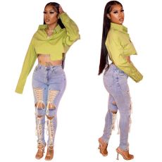 Fashion Casual Bandage Jeans LA-3332