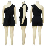 Oblique Neck Ruffle Rompers YF-10451