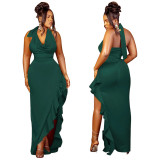 Halter Sexy Ruffle Maxi Dress YF-10440