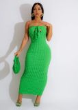 Solid Color Tube Tops Slim Maxi Dress TR-1243