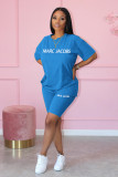 Letter Print Short Sleeve Shorts Two Piece Set QKYF-71337