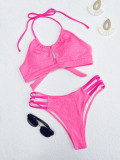 Solid Color Tie Up Bikini Two Piece CASF-6547
