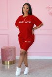 Letter Print Short Sleeve Shorts Two Piece Set QKYF-71337