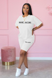 Letter Print Short Sleeve Shorts Two Piece Set QKYF-71337