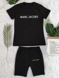 Letter Print Short Sleeve Shorts Two Piece Set QKYF-71337