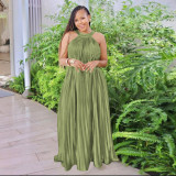 Solid Off Shoulder Big Swing Maxi Dress YF-10449