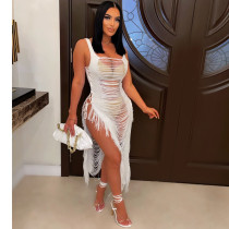 Sexy Hollow Tassel Beach Cover Up Dress ZSD-0259