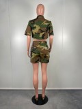 Fashion Camouflage Print Two Piece Short Set LSL-6512