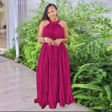 Solid Off Shoulder Big Swing Maxi Dress YF-10449