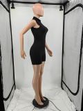 Solid Color Sleeveless Zipper Romper YIM-328