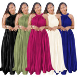 Solid Off Shoulder Big Swing Maxi Dress YF-10449