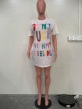 Letter Print Slim Casual Dress ORY-5247