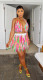 See-through Knitted Tassel Multicolor Beach Skirt Set YMEF-5155
