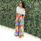 Plus Size Casual Print High Waist Loose Pants SH-390504