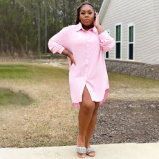 Plus Size Solid Color Long Sleeve Shirt BMF-0303